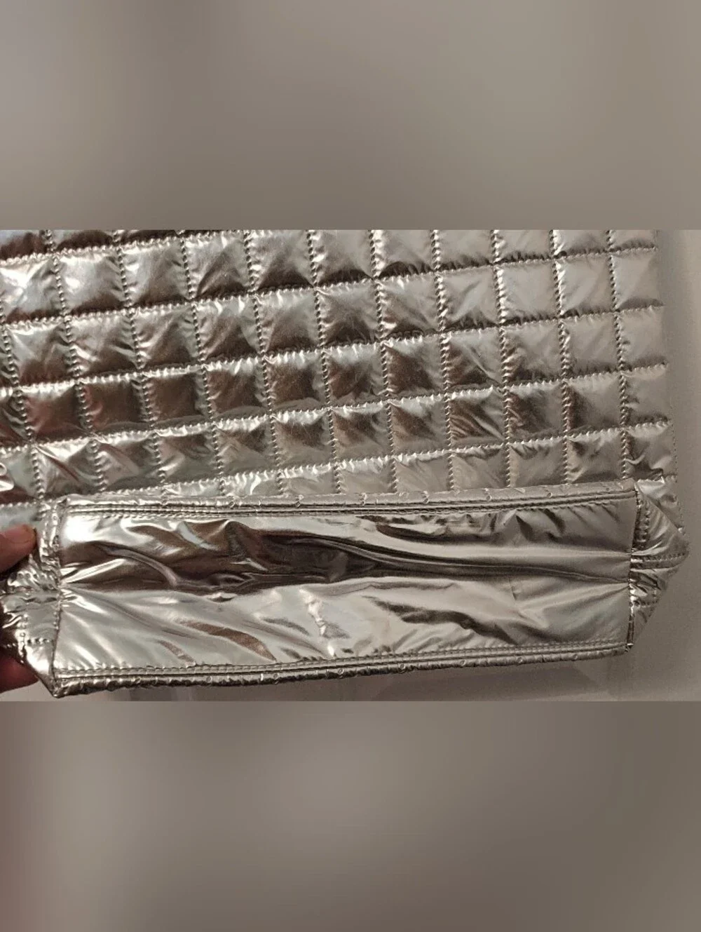 Clinique Silver Quilted Tote Bag